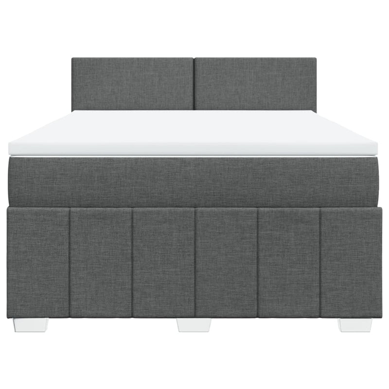 Pat box spring cu saltea, gri închis, 140x190 cm, textil