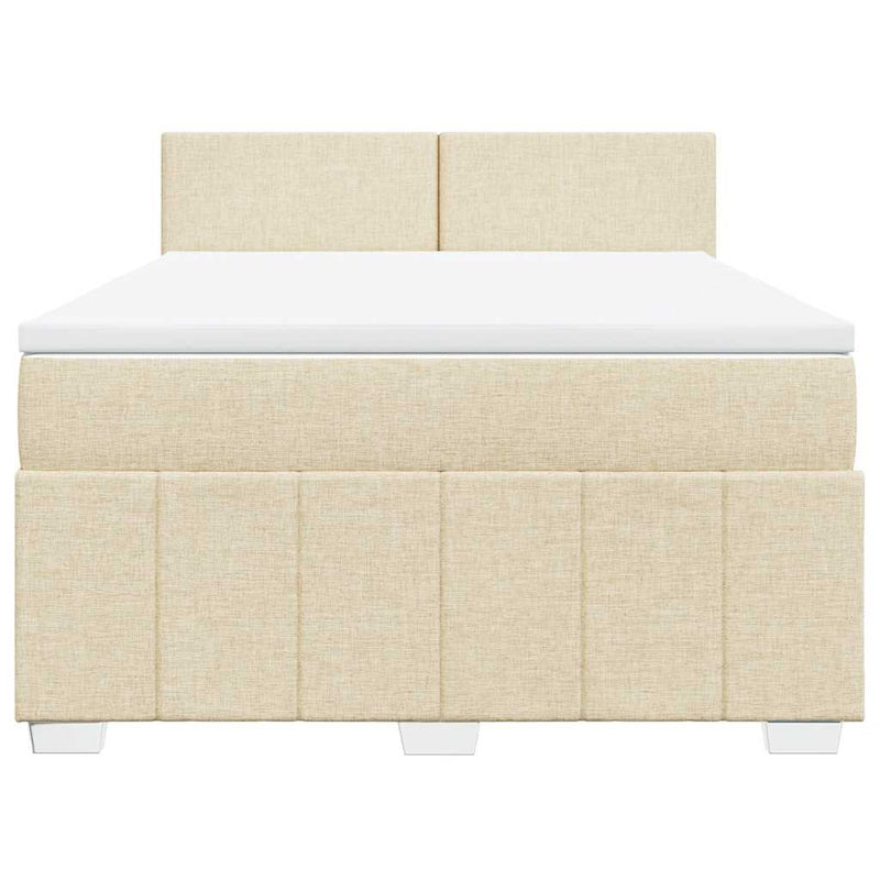 Pat box spring cu saltea, crem, 140x200 cm, textil