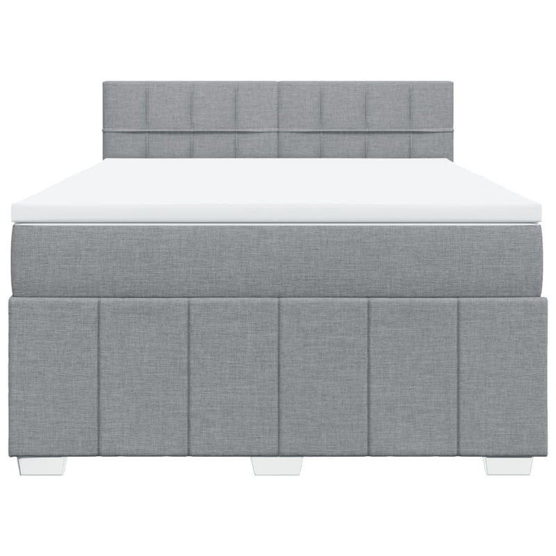 Pat box spring cu saltea, gri deschis, 140x190 cm, textil