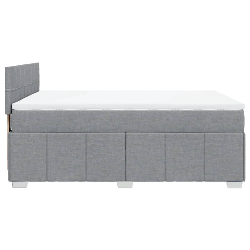 Pat box spring cu saltea, gri deschis, 140x190 cm, textil