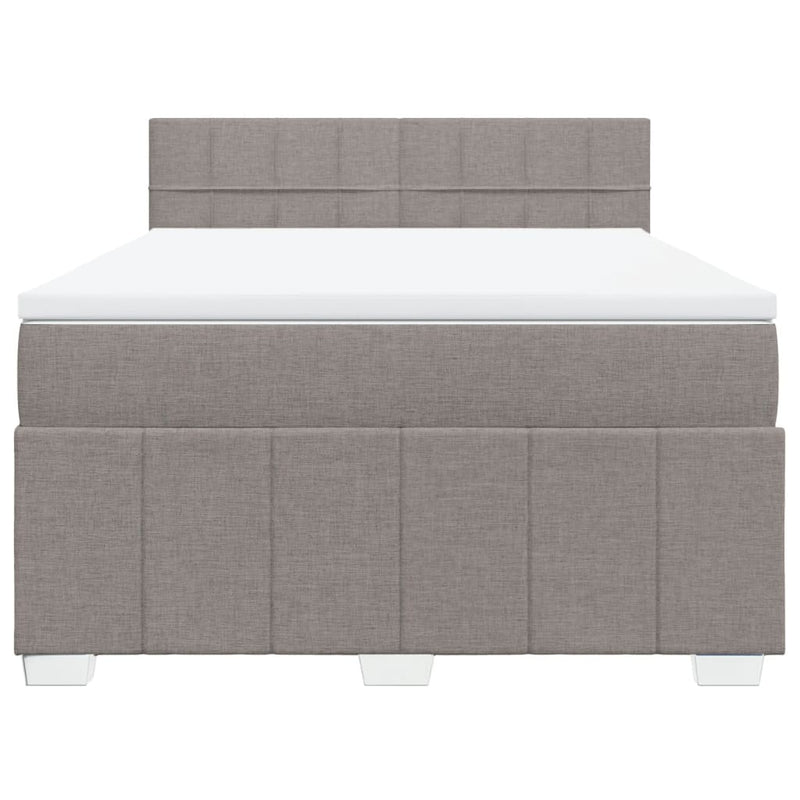 Pat box spring cu saltea, gri taupe, 140x200 cm, textil