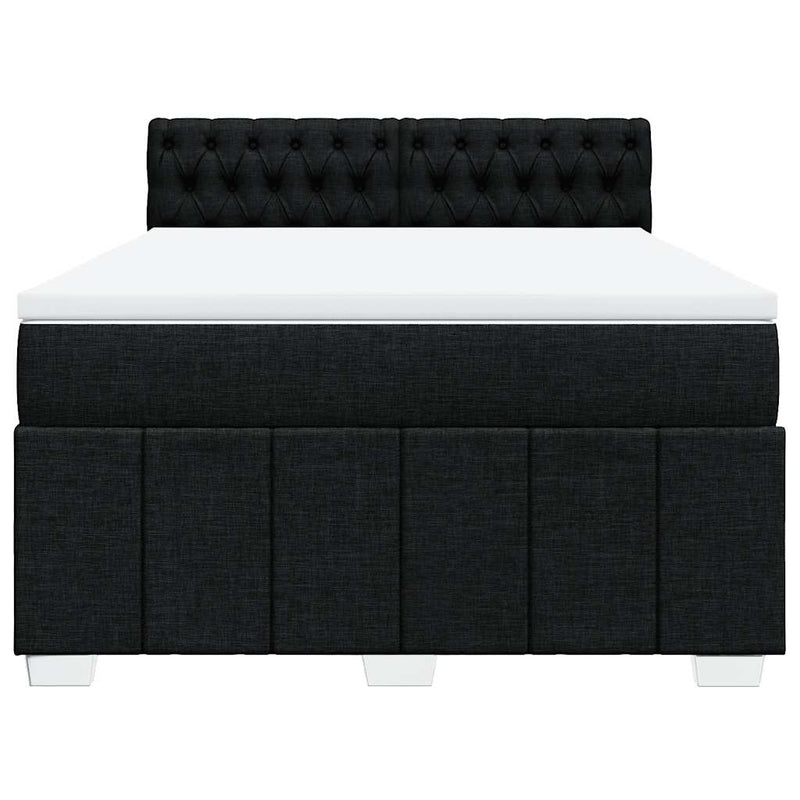 Pat box spring cu saltea, negru, 140x190 cm, textil