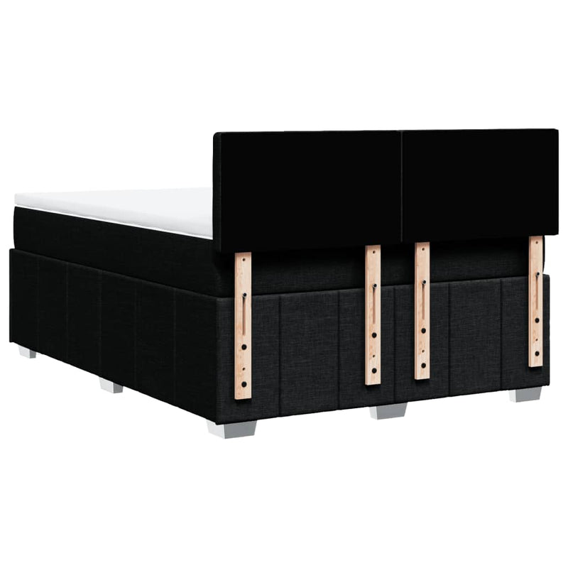 Pat box spring cu saltea, negru, 140x190 cm, textil