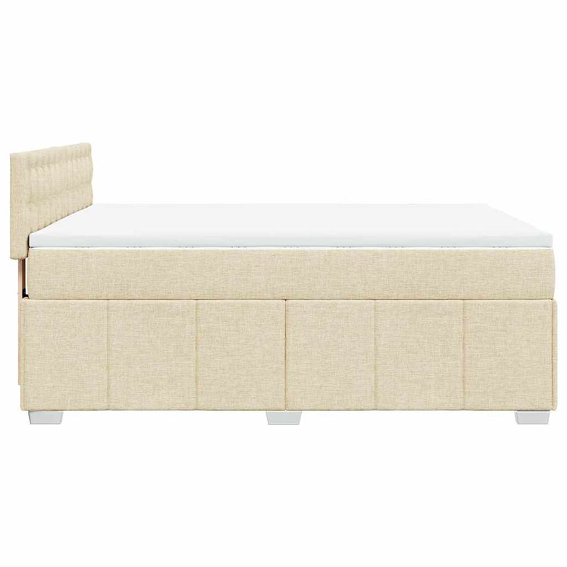 Pat box spring cu saltea, crem, 140x200 cm, textil