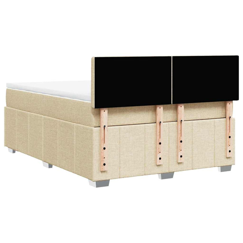 Pat box spring cu saltea, crem, 140x200 cm, textil