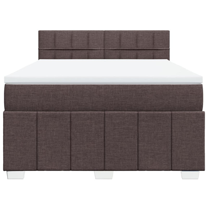 Pat continental cu saltea, maro închis, 140x200 cm, textil