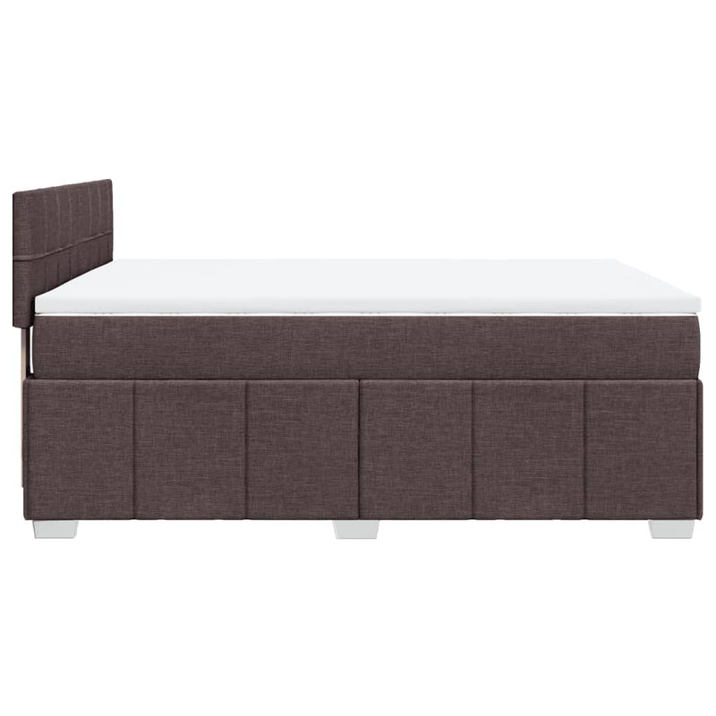 Pat continental cu saltea, maro închis, 140x200 cm, textil