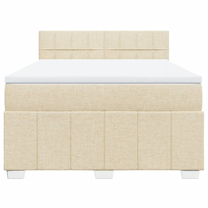 Pat continental cu saltea, crem, 140x200 cm, material textil
