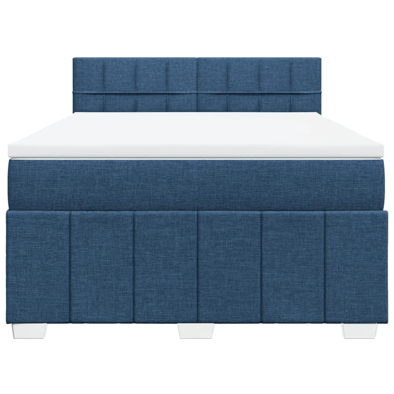 Pat continental cu saltea, albastru, 140x200cm, material textil