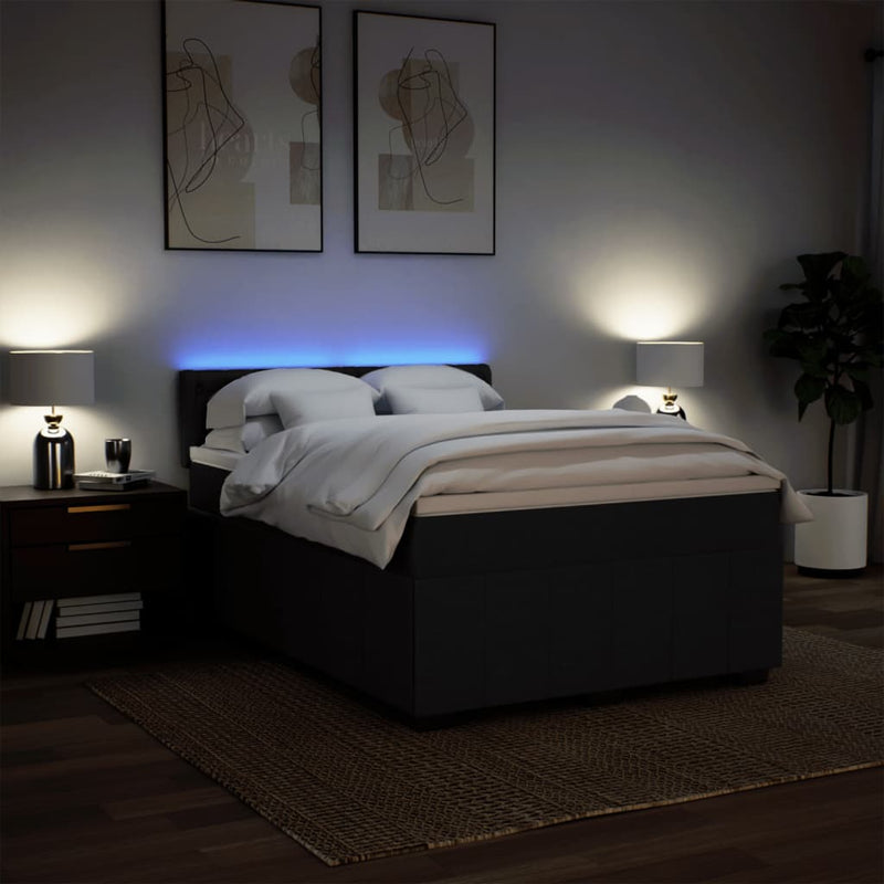 Pat box spring cu saltea, negru, 140x200 cm, textil