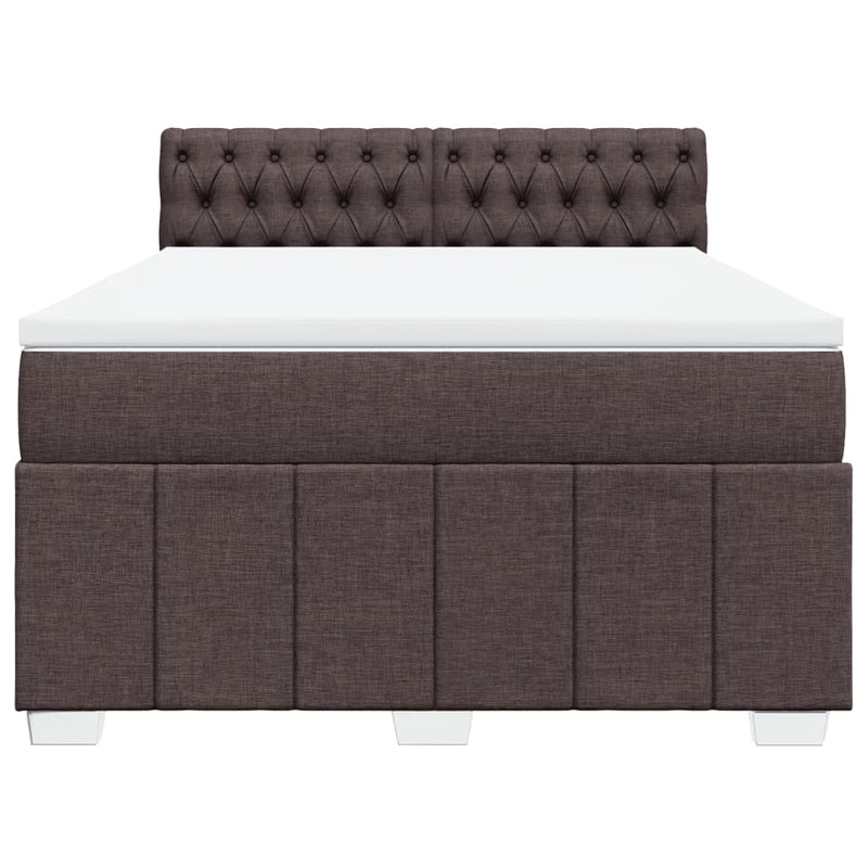 Pat continental cu saltea, maro închis, 140x200 cm, textil