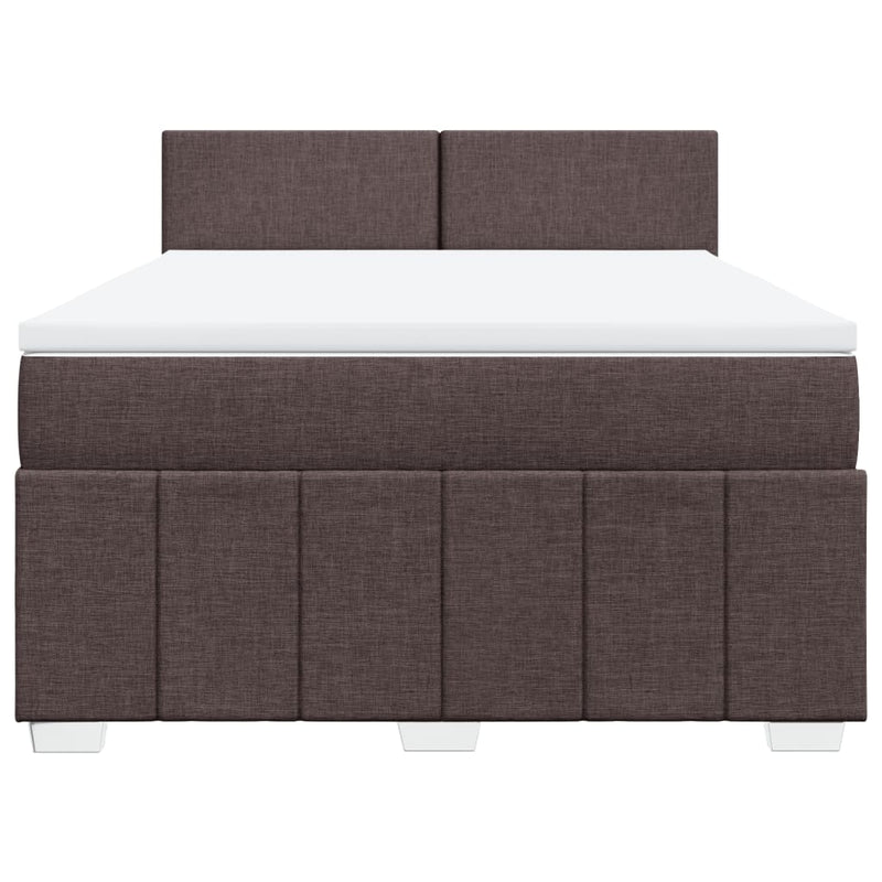 Pat box spring cu saltea, maro închis, 160x200 cm, textil