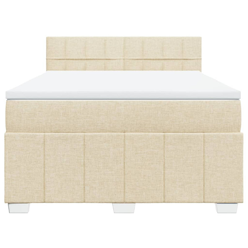 Pat box spring cu saltea, crem, 160x200 cm, material textil