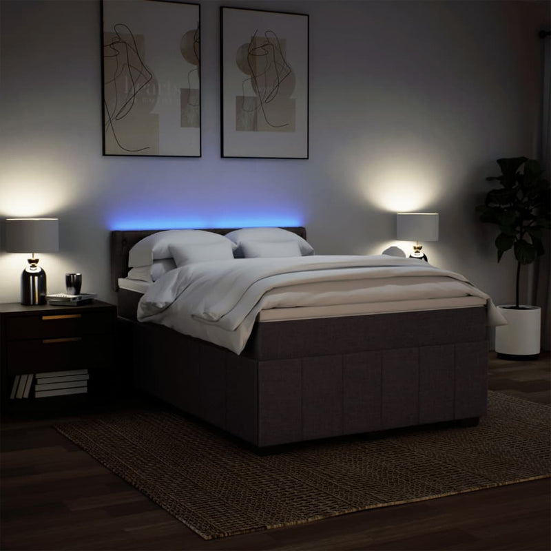Pat box spring cu saltea, maro închis, 160x200 cm, textil