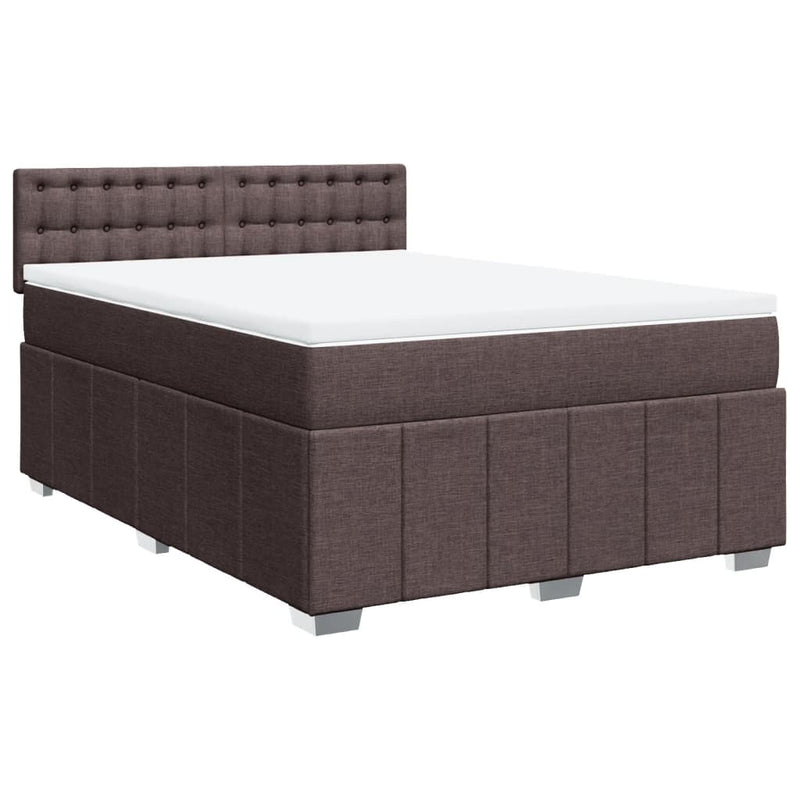 Pat box spring cu saltea, maro închis, 160x200 cm, textil