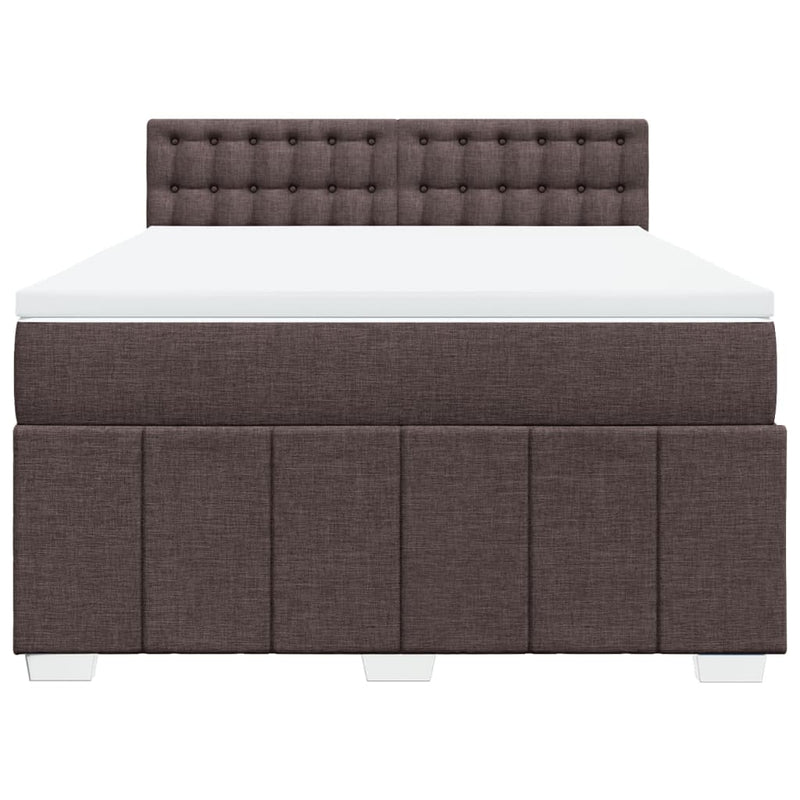 Pat box spring cu saltea, maro închis, 160x200 cm, textil