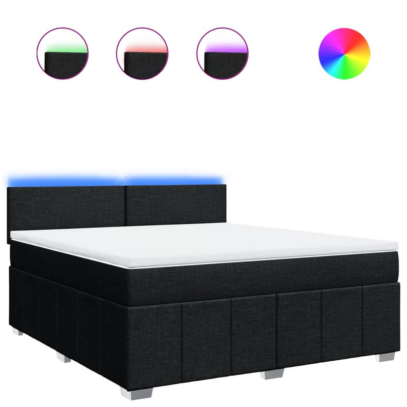 Pat box spring cu saltea, negru, 180x200 cm, catifea