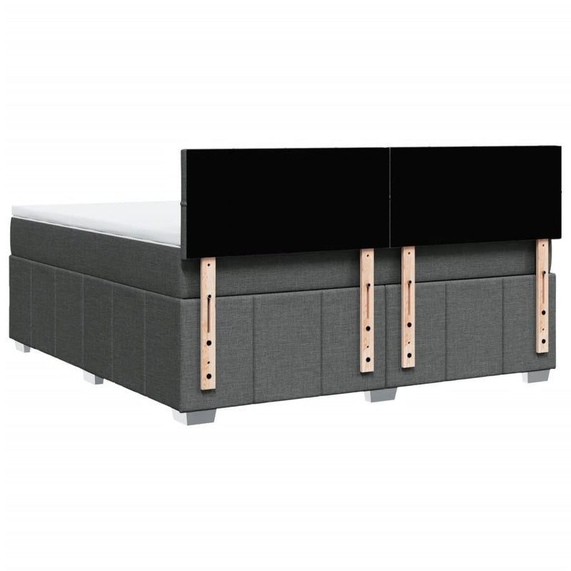 Pat box spring cu saltea, gri închis, 180x200 cm, textil