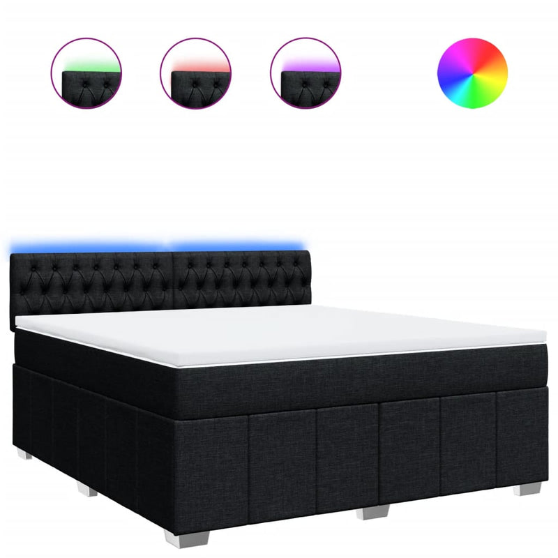Pat box spring cu saltea, negru, 180x200 cm, catifea