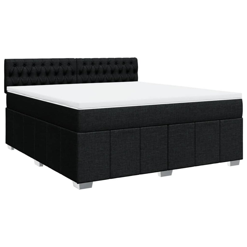 Pat box spring cu saltea, negru, 180x200 cm, catifea