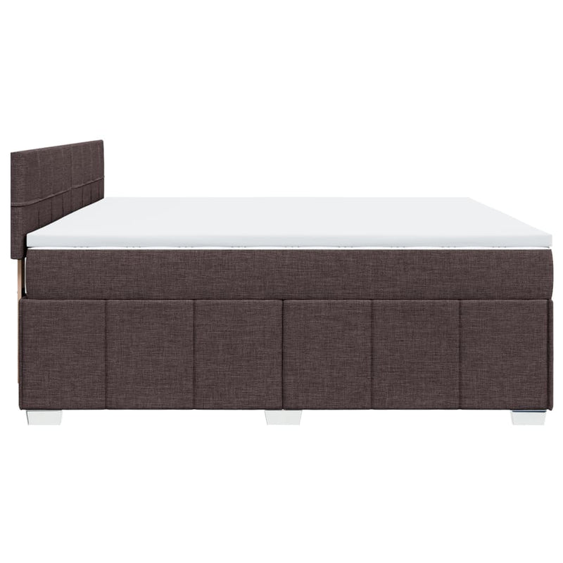 Pat box spring cu saltea, maro închis, 200x200 cm, textil
