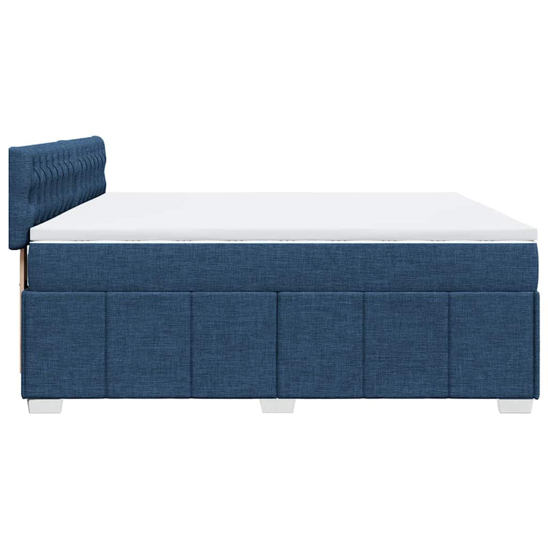 Pat box spring cu saltea, albastru, 200x200 cm, textil