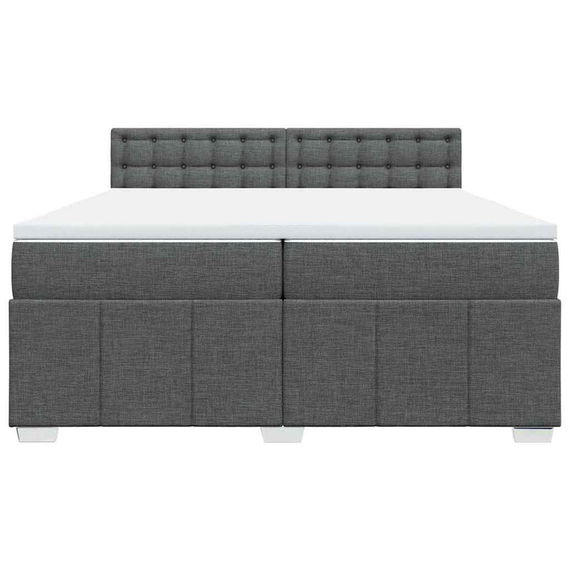 Pat box spring cu saltea, gri închis, 200x200 cm, textil