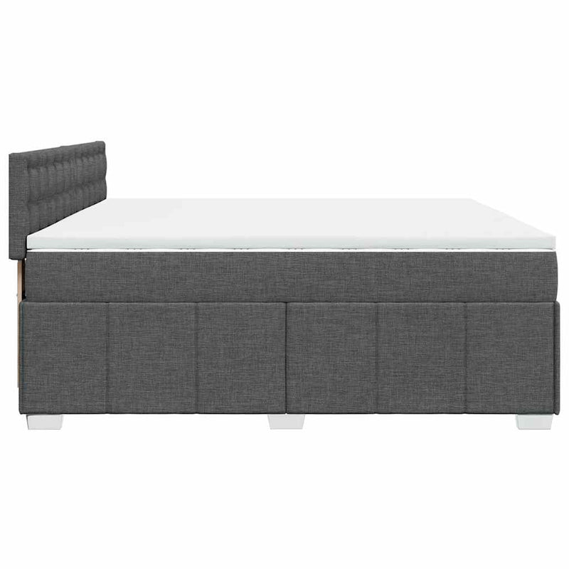 Pat box spring cu saltea, gri închis, 200x200 cm, textil