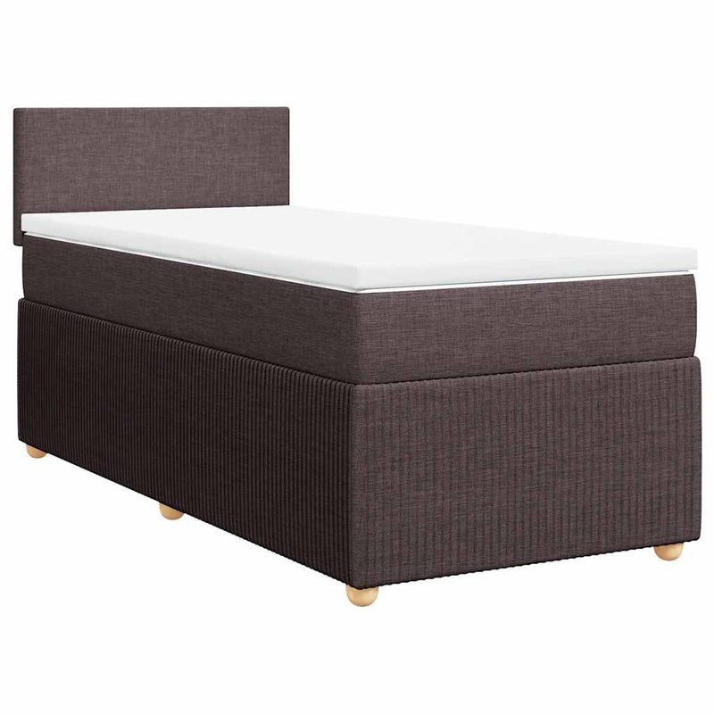 Pat box spring cu saltea, maro închis, 80x200 cm, textil