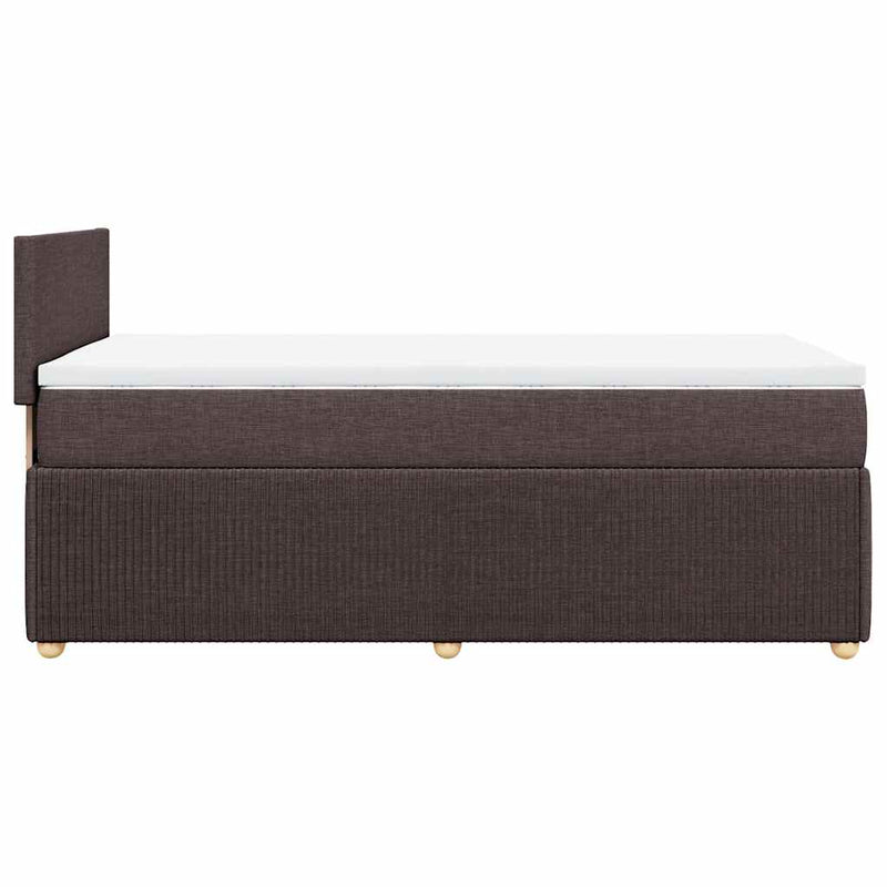 Pat box spring cu saltea, maro închis, 80x200 cm, textil