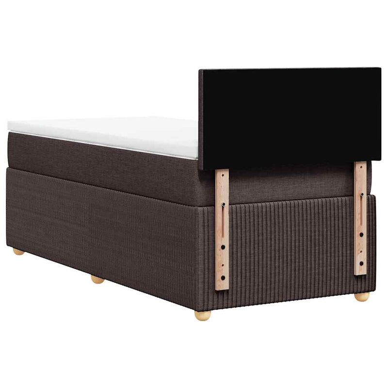 Pat box spring cu saltea, maro închis, 80x200 cm, textil