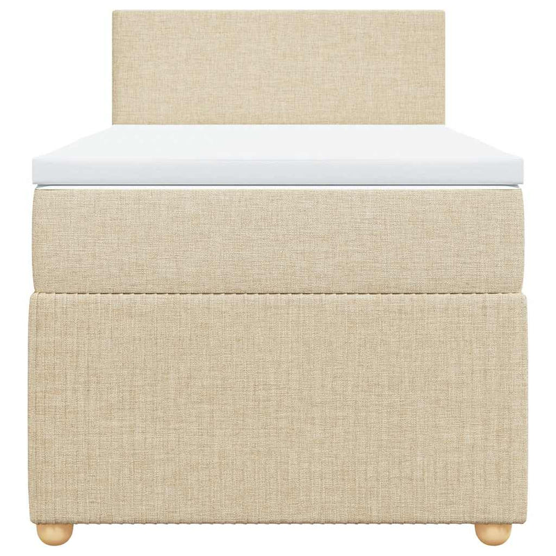Pat box spring cu saltea, crem, 80x200 cm, textil