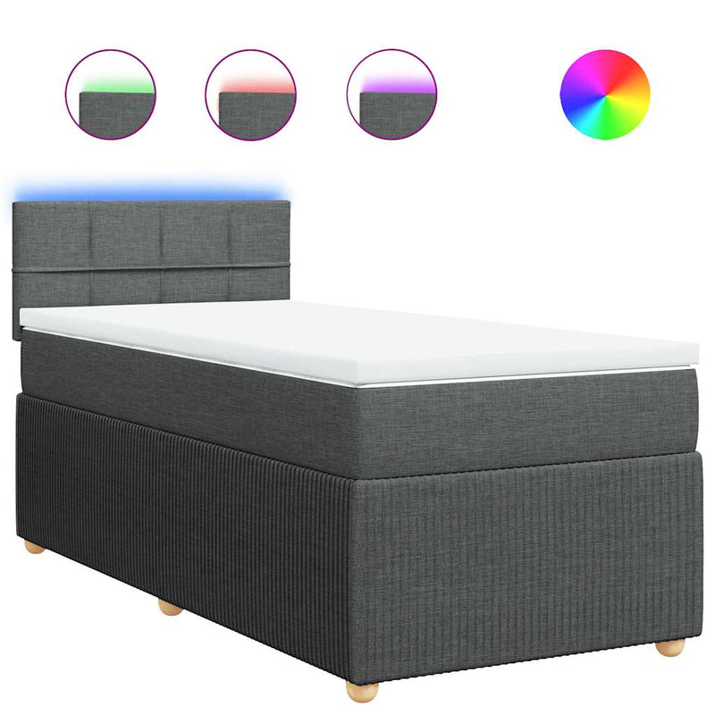 Pat box spring cu saltea, gri închis, 80x200 cm, textil