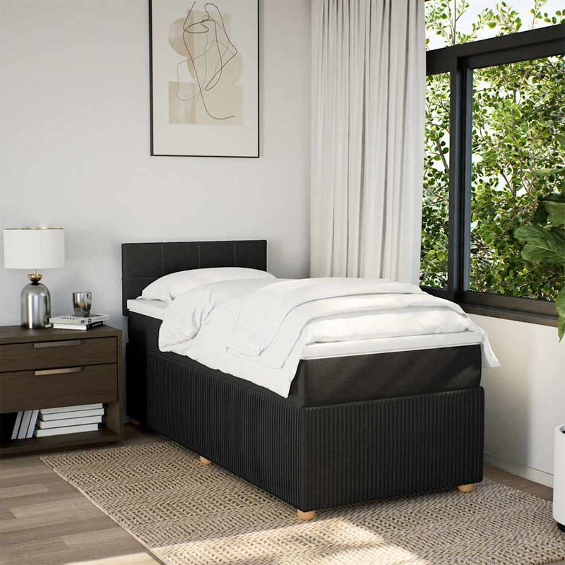 Pat box spring cu saltea, negru, 80x200 cm, textil
