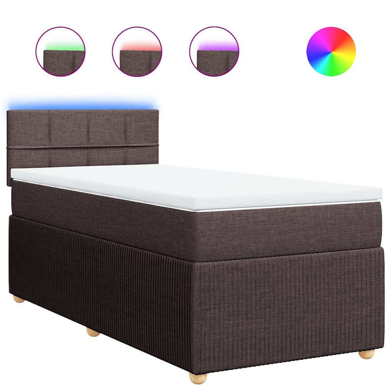 Pat box spring cu saltea, maro închis, 80x200 cm, textil