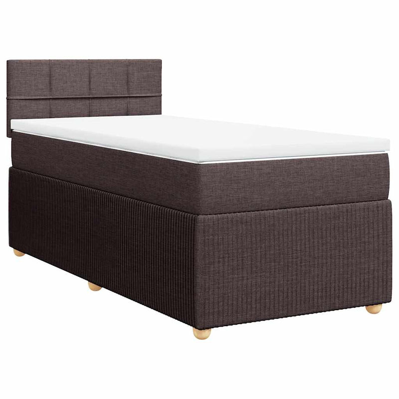 Pat box spring cu saltea, maro închis, 80x200 cm, textil