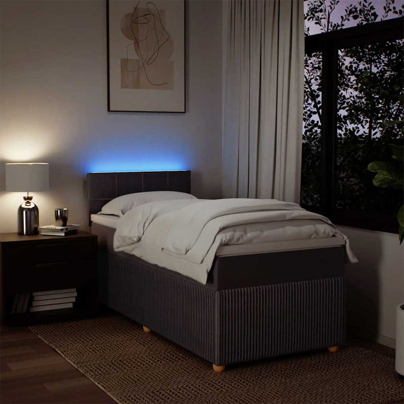 Pat box spring cu saltea, maro închis, 80x200 cm, textil