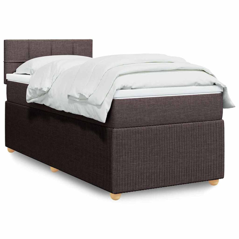 Pat box spring cu saltea, maro închis, 80x200 cm, textil