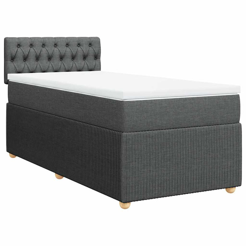 Pat box spring cu saltea, gri închis, 80x200 cm, textil