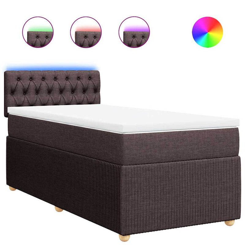 Pat box spring cu saltea, maro închis, 80x200 cm, textil