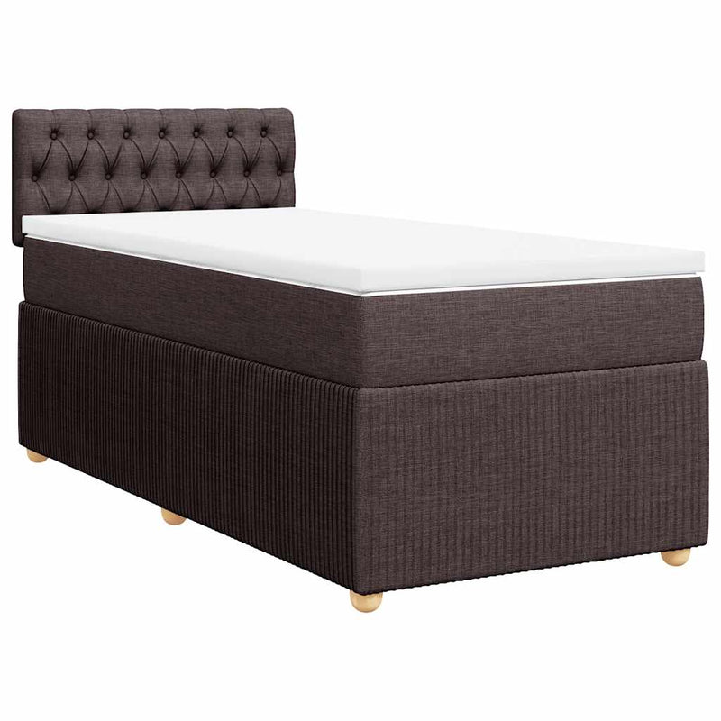 Pat box spring cu saltea, maro închis, 80x200 cm, textil