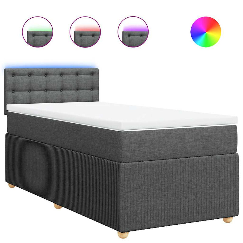 Pat box spring cu saltea, gri închis, 80x200 cm, textil