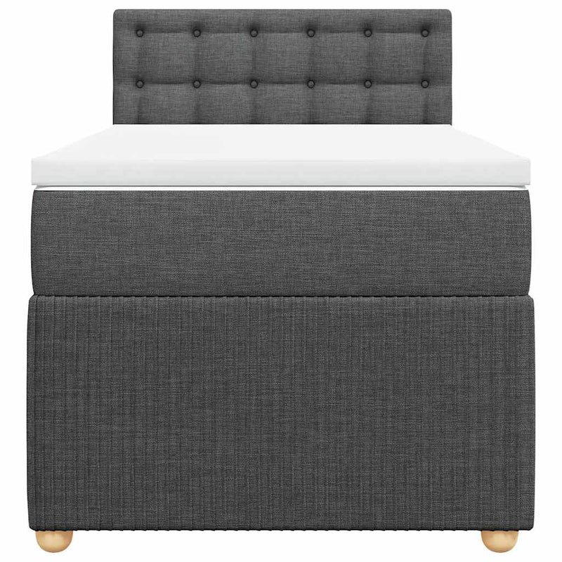 Pat box spring cu saltea, gri închis, 80x200 cm, textil