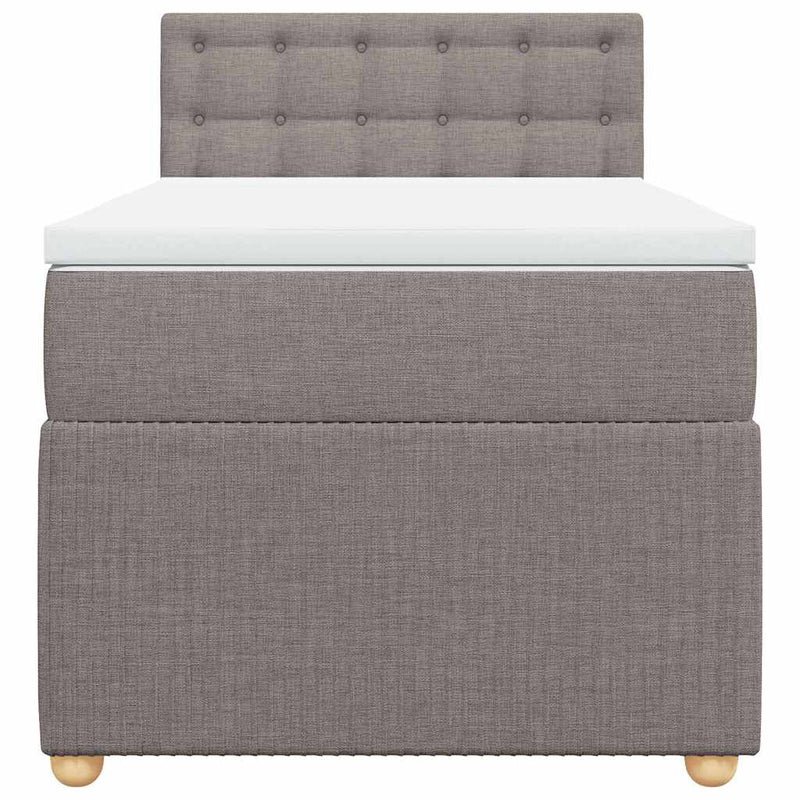Pat box spring cu saltea, gri taupe, 80x200 cm, textil