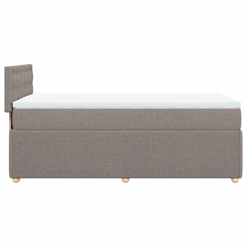 Pat box spring cu saltea, gri taupe, 80x200 cm, textil