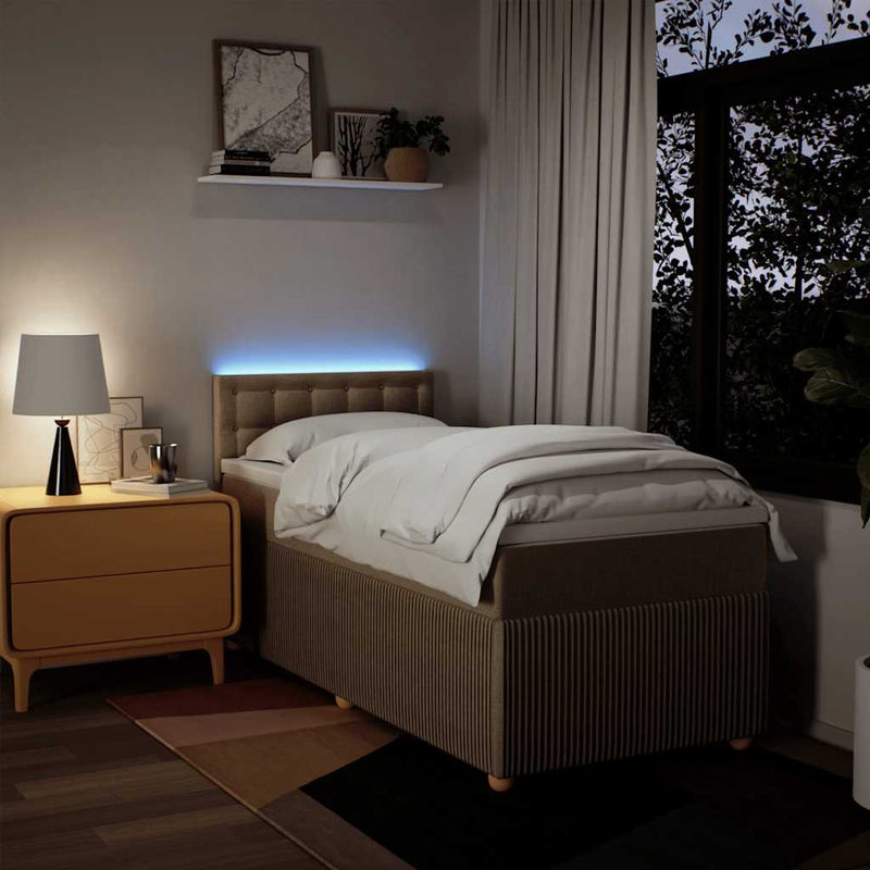 Pat box spring cu saltea, crem, 80x200 cm, textil