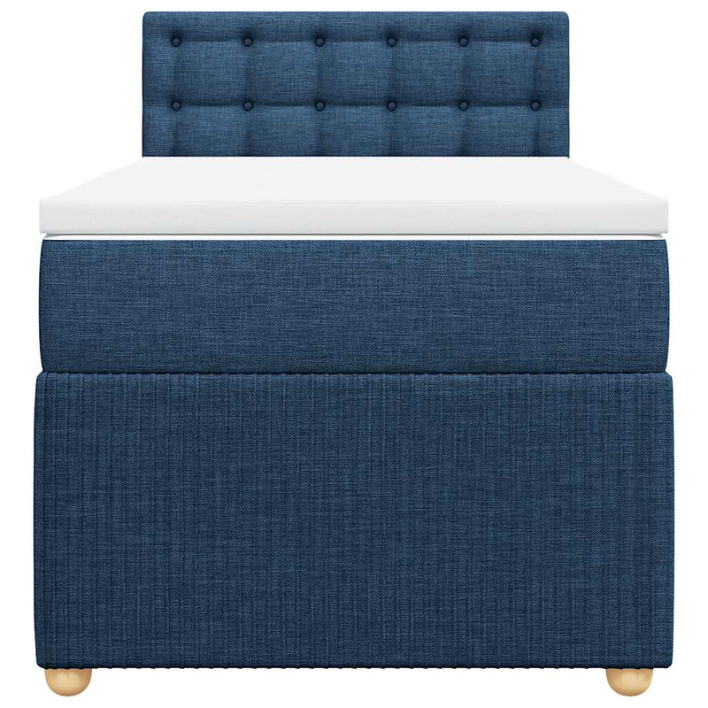 Pat box spring cu saltea, albastru, 80x200 cm, textil