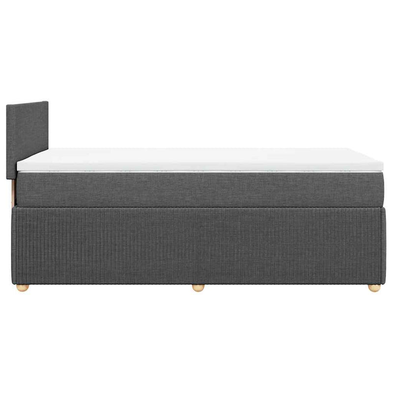 Pat box spring cu saltea, gri închis, 90x190 cm, textil