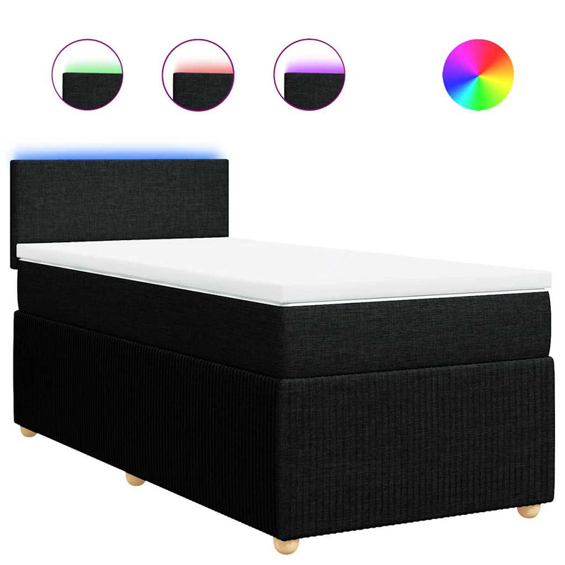 Pat box spring cu saltea, negru, 90x190 cm, textil