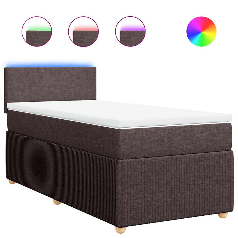 Pat box spring cu saltea, maro închis, 90x190 cm, textil